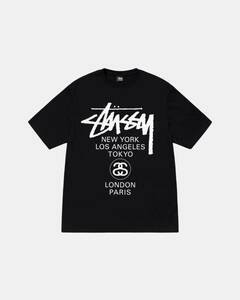 stussy ステューシー 24SS WORLD TOUR TEE ワールド ツアー Tシャツ BLACK Sサイズ オンライン購入 ステッカー 2枚付 新品未使用 完売品