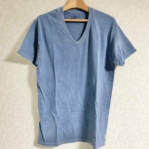 Hanes　Tシャツ / Vネック　ブルー系/ウォッシュ　サイズM　　W018　