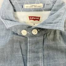 Levi’s　シャンブレーシャツ/ 半袖　インディゴ/ボーダー　サイズM　　　W119_画像5