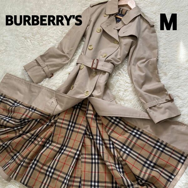 美品 バーバリー BURBERRY'sトレンチコート　ベージュ　M相当　 ベルト付き 裏地ノバチェック ロング丈