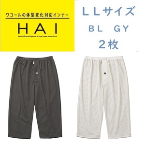 【新品】WACOAL HAI（ワコール ハイ）メンズボトムス LLサイズ 2枚 ひざ下丈 ステテコ 吸汗速乾 抗菌防臭 薄くて軽い 体系変化対応 日本製