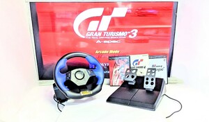 動作良好・清掃済み★ロジクール/Logicool GT FORCE 「LPRC-10000」ステアリングコントローラ PS2対応 グランツーリスモ3・4・4Pro計3本付