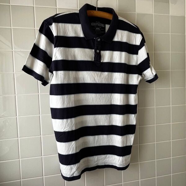 AEROPOSTALE -Authentic Fit-;【超美品】ボーダー柄ポロシャツ(半袖) Size L