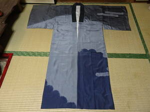  men's / aperture stop pattern. long kimono-like garment ( silk )..67cm