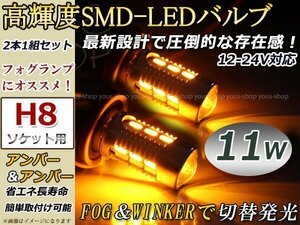 ゼスト JE1JE2 LEDバルブ フォグランプ ウイフォグ ウインカー ターン マルチ H8 11W 霧灯 アンバー アンバー