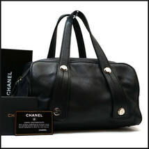 1円 CHANEL シャネル ココナット ハンド バッグ レザー レディース ココマーク シルバー 金具 カード シール あり 黒色_画像1