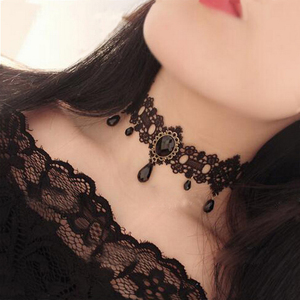  race choker race accessory necklace lady's black black Stone Choker stylish elegant 