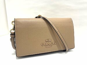 ★ COACH コーチ アンナ フォルドオーバー クラッチ クロスボディ CE212 ショルダーバッグ ポシェット レディース ベージュ系 中古★003367