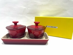 ★【未使用保管品】LE CREUSET ル・クルーゼ プチ・ラムカン・ダムール セット 陶器 オーブンウェア 赤色 ハート型 耐熱容器 ★003684