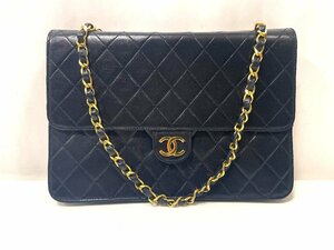 ★CHANEL　シャネル　チェーンショルダーバッグ　プッシュロック　マトラッセ　ラムスキン　7桁0番台　ゴールド金具　現状品★003871