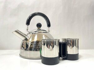 ★Happy Friend ティーケトル 茶こし付き マグ２客セット やかん 調理器具 【未使用保管品】★004002