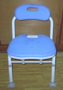 [ used ]a long .. cheap . compact folding shower bench IC blue folding, height adjustment possibility, disinfection settled 