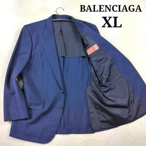 BALENCIAGA バレンシアガ テーラードジャケット XL ネイビー 背抜き裏地BBロゴ 大きいサイズ