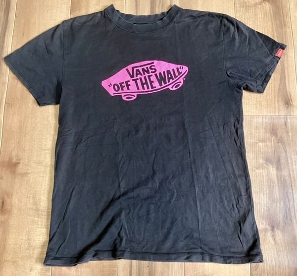 VANS バンズ ロゴ Tシャツ 黒×ピンク M