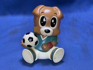 JAソフビ貯金箱『 サッカー犬 貯金箱 戌年 イヌ 』JA 海部 農協(愛知県) 非販売品ソフビ干支貯金箱