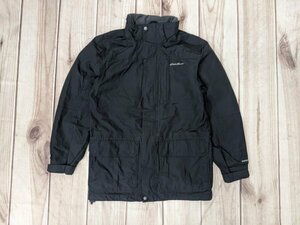 16．エディーバウアー 耐水圧 5000 防水 ダブルジップ Eddie Bauer テック ナイロン ジャケット ブルゾン メンズS 黒y301