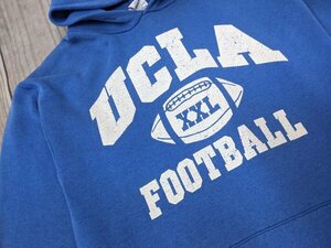 11．USA製 GALTSAND 90s UCLA FOOTBALL カレッジプリント スウェット パーカー プルオーバー フーディー メンズXL 青系白y207