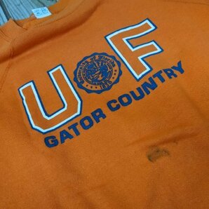 3．USA製 ARTEX 90s UF GATOR COUNTRY デカロゴ プリント スウェット シャツ トレーナー ヴィンテージ メンズL オレンジ紺x207の画像1