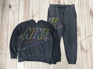 3．NIKE ナイキ レインボー デカロゴ カラフル スウェット 上下 セットアップ トレーナー シャツ イージー パンツ メンズXL 黒赤紫y308