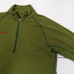 10．マムート ロゴ ハーフジップ 長袖 シャツ ロングスリーブ プルオーバー アウトドア MAMMUT メンズM 黄緑系x409の画像8