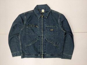 20.USA made OSHKOSH Vintage 90s short Zip up Denim jacket G Jean American Casual Work men's 40R indigo y406