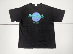 9．USA製 Hard Rock CAFE ブラック フェード シングルステッチ デカロゴ ヴィンテージ 半袖 Tシャツ ハードロックカフェ メンズXL x406