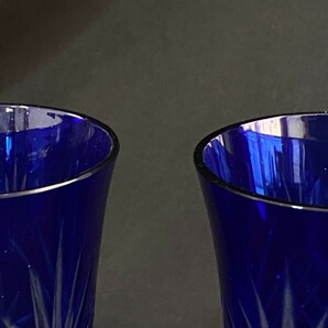 KIRIKO GLASS グラス 2点セット 切子 レトロ アンティーク ディスプレイ ブルー 箱付き コップ 瑠璃色 インテリア小物 ☆ちょこオク 雑貨80の画像4