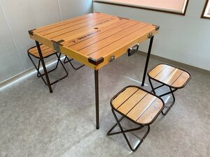 当時物 CAPTAIN STAG 木製テーブル チェア セット キャンプ アウトドア ☆ちょこオク☆140