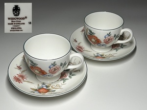 【瑞】ウェッジウッドWEDGWOOD PHILIPPA　カップ＆ソーサー２客セット