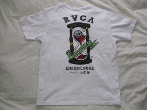 RVCA X GRINDLODGE コラボTシャツ / Mサイズ / 白 / バックプリント KTCN / 胸元刺繍 / ルーカ X グラインドロッヂ