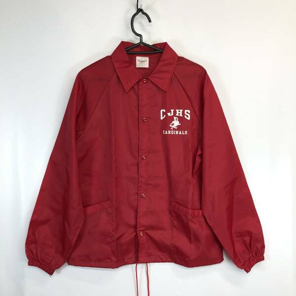 90s USA製 AUBURN ナイロンコーチジャケット レッド Sサイズ CJHS CARDINALS