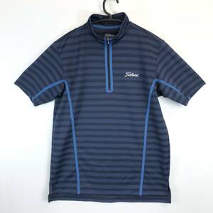  Titleist Titleist half Zip speed . Golf shirt navy border pattern M size TSMC1326