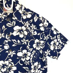 The Hawaiian original ハワイ製 アロハシャツ Mサイズ コットン ネイビー 花柄の画像3