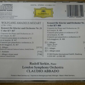 CDk-7537 SERKIN/LONDON SYMPHONY ORCHESTRA/ABBADO / MOZART: KLAVIERKONZERTE NR. 21 & 23の画像2