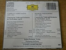 CDk-7548 PERLMAN/ORCHESTRE DE PARIS/BARENBOIM / SAINT-SAENS WIENIAWSKI: VIOLINKONZERTE_画像2