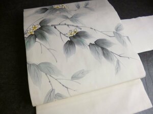 Art hand Auction 586 ■ Artist's flower tree pattern hand-painted dyed Shiose Nagoya obi ■ Sunflower, band, Nagoya obi, Tailored