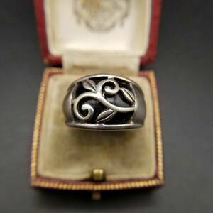  floral onyx in Ray flower 925 silver Vintage ring leaf sculpture silver skill ring gotsu. state men to jewelry YDI②14