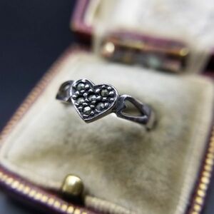  Heart ma-ka site equipment ornament 925 silver Vintage ring silver ring retro cute side open YDJ③7