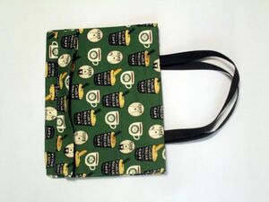 Art hand Auction ☆HM340 Handmade green bag coffee cup pattern with inner pocket☆, handmade, bag, bag, for women