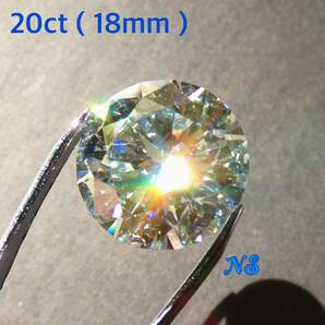 モアサナイト ルース 裸石 20ct 18mm ライトブルー ペールブルー 淡青 ダイヤモンド 大粒 ２０カラット リングやネックレスにの画像1