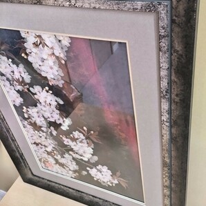 桜 押し花 押花 フラワー アート 額 額装 高級額入 額サイズ 約 54cm 69cm 美術 絵画 額縁 インテリア さくらの画像3