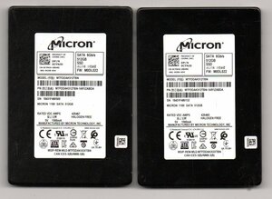 SATA ☆ MICRON　SSD HDD　512GB　２個セット ★ MODEL：MTFDDAK512TBN★ 健康状態：正常 ★