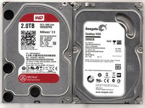 SATA ★ 3.5インチHDD　2.0TB×2個セット　計 4.0TB (4000GB) ★ Western & Sagate ★ 健康状態：正常 ★