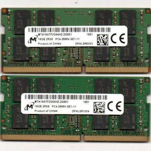 MICRON ★ ノート用メモリ 16GB×２枚セット 計 32GB ☆ 2Rx8 PC4-2666V-SE1-11 ☆ 両面16枚チップ ☆の画像1