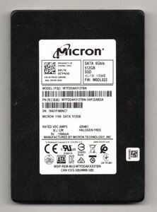 SATA ☆ MICRON　SSD HDD　512GB ☆ MODEL：MTFDDAK512TBN ☆ 健康状態：正常 ☆