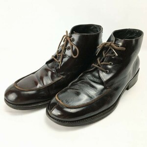 HUGO BOSS　25.0程度　チャッカブーツ　ビンテージ/オールレザー　イタリア製　ダークブラウン　焦げ茶　Vintage/boots 管No.WA140