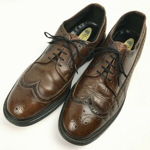 ビンテージ品　Mansfields × BOSTONIAN/ボストニアン アメリカンフルブローグ　ウイングチップ　茶　サイズ27.5-28.5　管NO.WZH-50