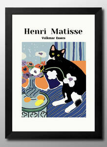 Art hand Auction 13675 ■ ¡¡Envío gratis!! Póster artístico pintura tamaño A3 Henri Matisse Cat Cat Hachiware ilustración papel mate nórdico, Alojamiento, interior, otros