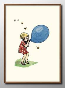 Art hand Auction 13460■Free Shipping!!Art Poster Painting A3 Size Classic Pooh Christopher Robin Illustration Design Scandinavian Matte Paper, residence, interior, others