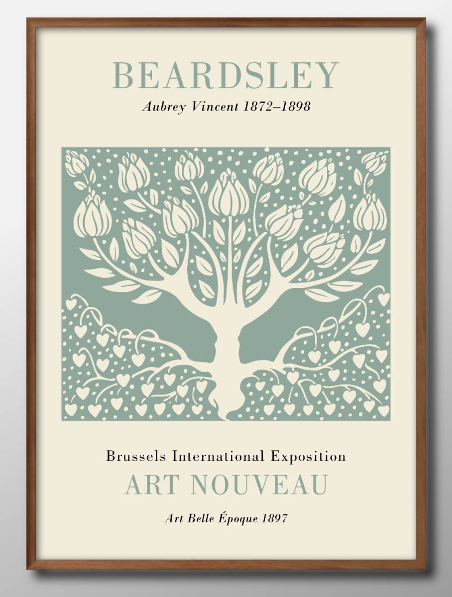 6877 ■Livraison gratuite !! Affiche d'art peinture format A3 Beardsley illustration botanique papier mat nordique, Logement, intérieur, autres